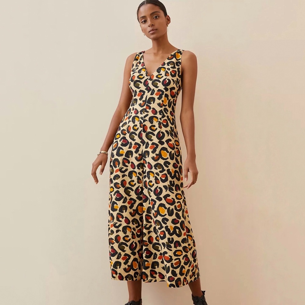 Anthropologie Farm Rio Leopard Wide-Leg Jumpsuit